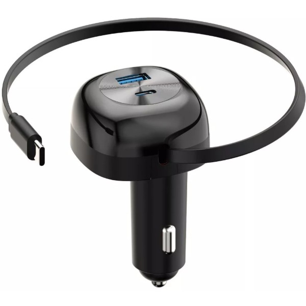 Фото - Автомобільний зарядний пристрій Proove Pulsar 65W Type-C + USB + Retractable Type-C Cable black (CCPR65110001)